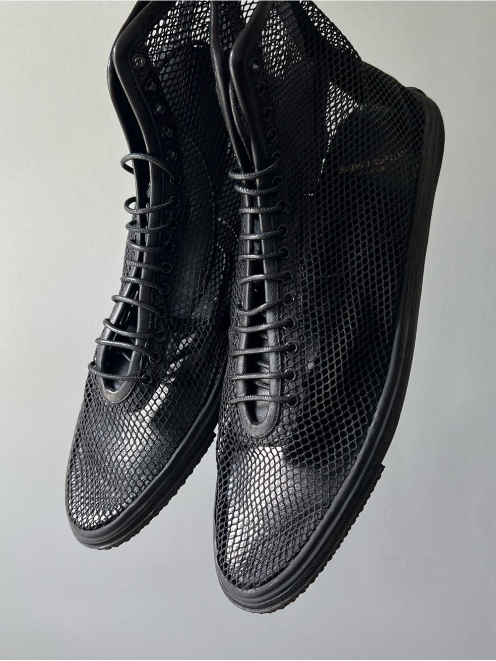 $1195 YSL Saint Laurent Cassius Black High Top Mesh Sneakers Women’s 38 Luxury